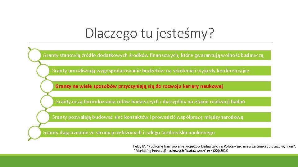 Dlaczego tu jesteśmy? Granty stanowią źródło dodatkowych środków finansowych, które gwarantują wolność badawczą Granty Dlaczego tu jesteśmy? Granty stanowią źródło dodatkowych środków finansowych, które gwarantują wolność badawczą Granty