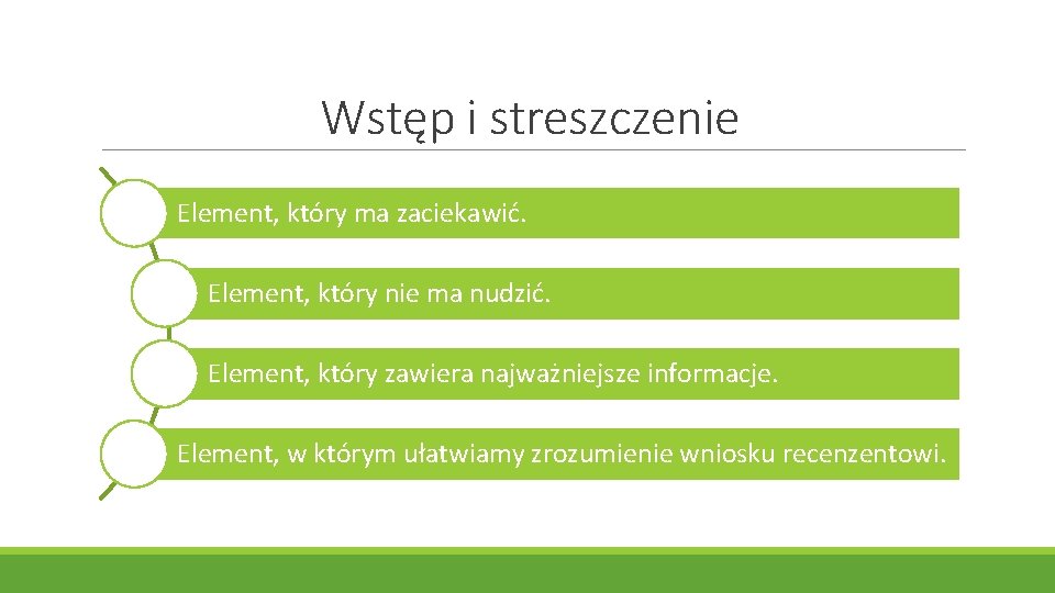 Wstęp i streszczenie Element, który ma zaciekawić. Element, który nie ma nudzić. Element, który