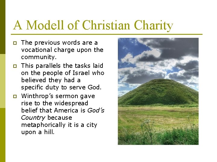 A Modell of Christian Charity p p p The previous words are a vocational