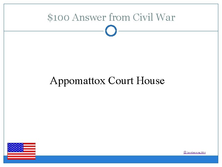 $100 Answer from Civil War Appomattox Court House © Love. Learning 2014 