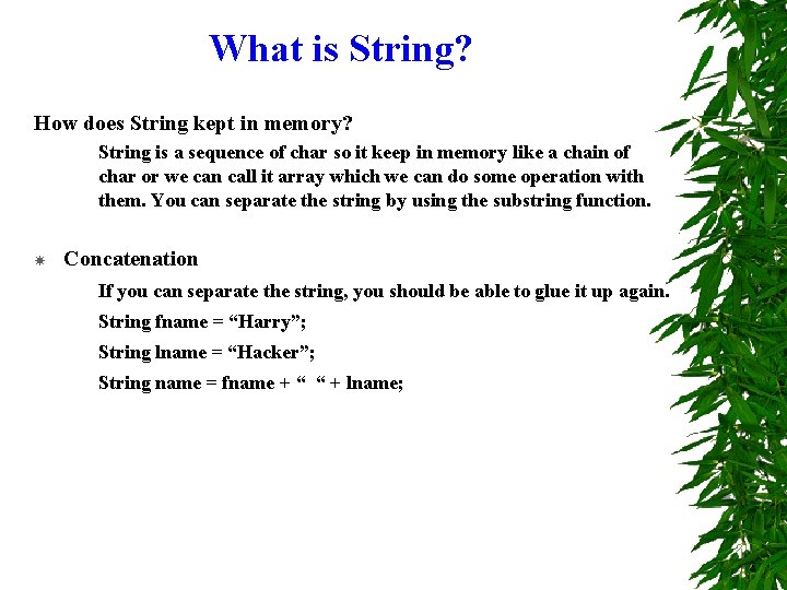 What is String? How does String kept in memory? String is a sequence of