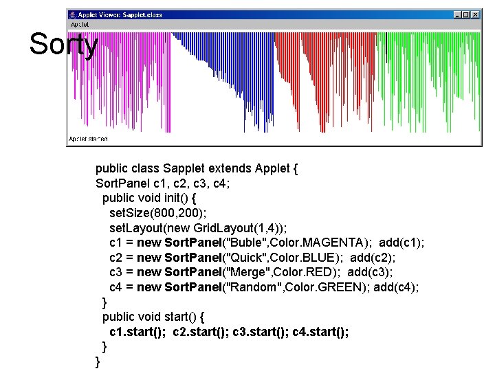 Sorty public class Sapplet extends Applet { Sort. Panel c 1, c 2, c