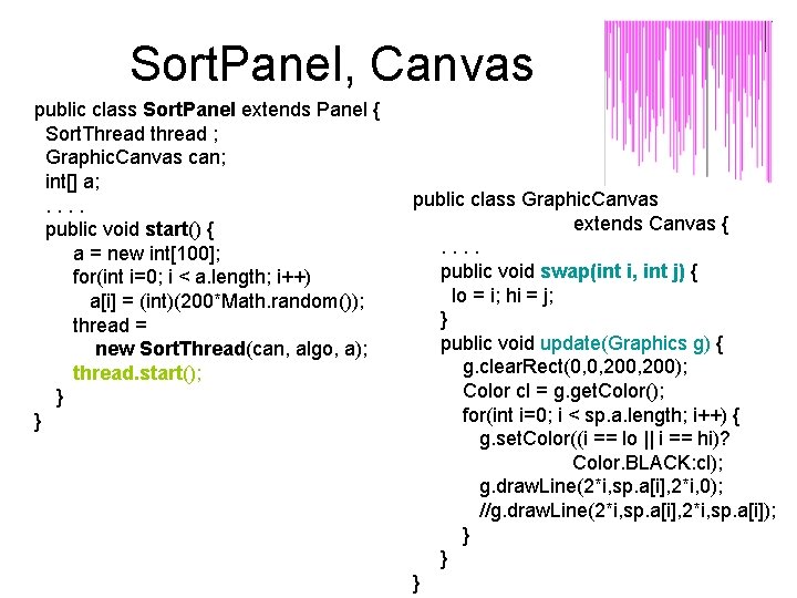 Sort. Panel, Canvas public class Sort. Panel extends Panel { Sort. Thread thread ;