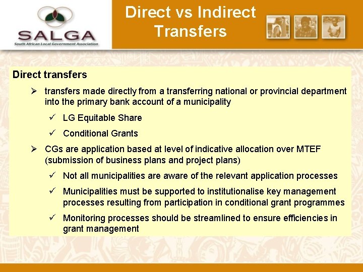 Direct vs Indirect Transfers Direct transfers Ø transfers made directly from a transferring national