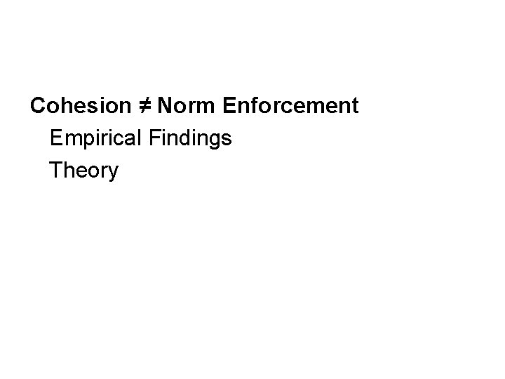 Cohesion ≠ Norm Enforcement Empirical Findings Theory 