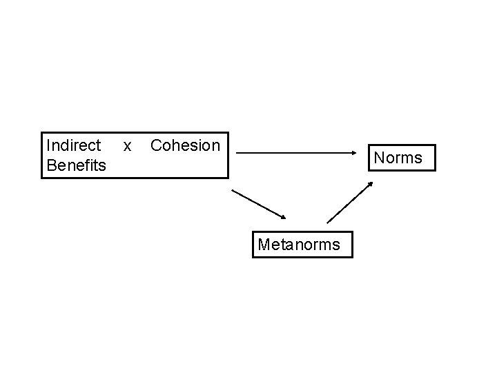 Indirect Benefits x Cohesion Norms Metanorms 