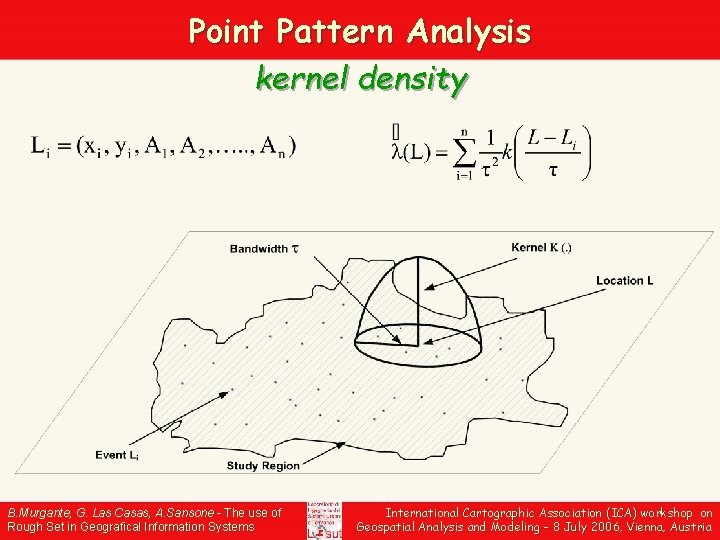 Point Pattern Analysis kernel density B. Murgante, G. Las Casas, A. Sansone - The