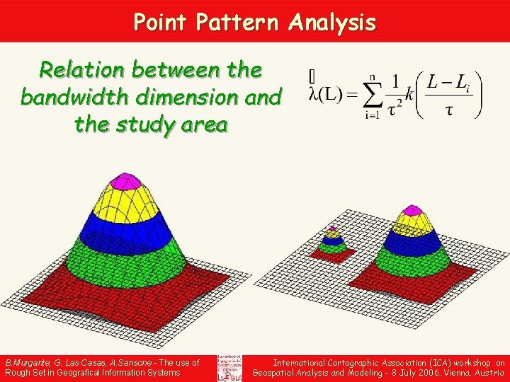 Point Pattern Analysis Relation between the bandwidth dimension and the study area B. Murgante,