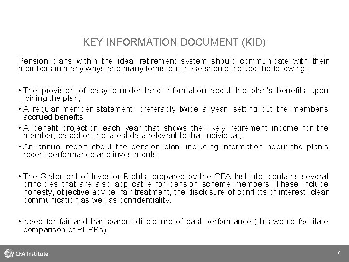 KEY INFORMATION DOCUMENT (KID) Pension plans within the ideal retirement system should communicate with