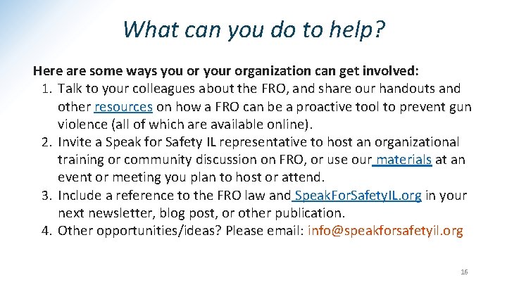 What can you do to help? Here are some ways you or your organization