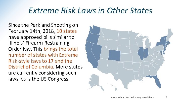 Extreme Risk Laws in Other States Since the Parkland Shooting on February 14 th,