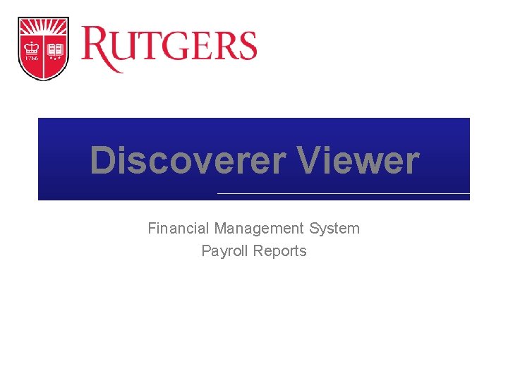 Discoverer Viewer Financial Management System Payroll Reports 