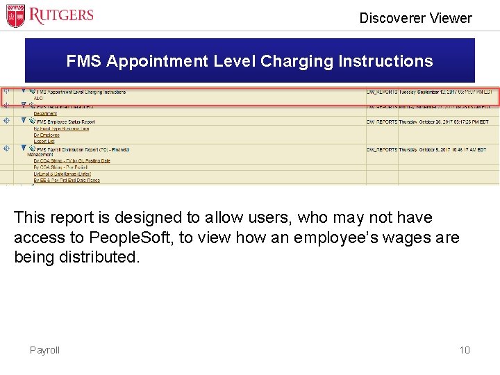 Discoverer Viewer FMS Appointment Level Charging Instructions This report is designed to allow users,