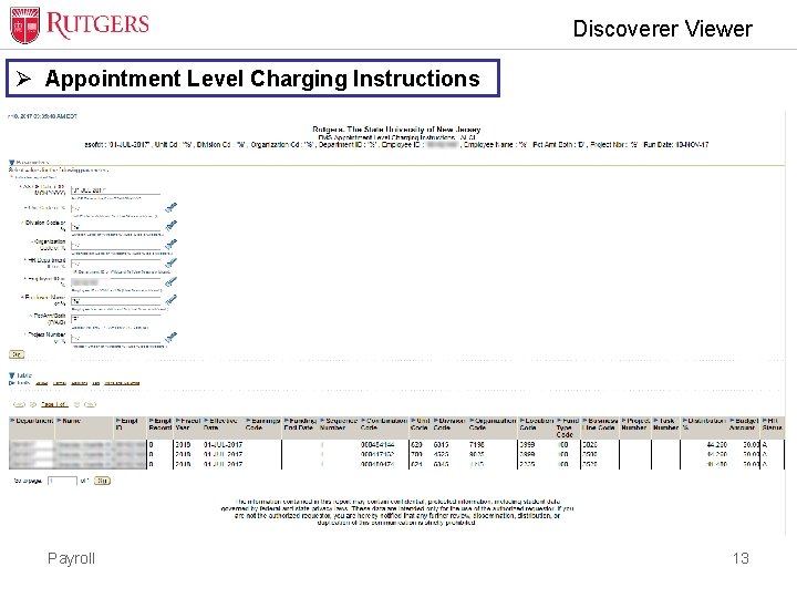 Discoverer Viewer Ø Appointment Level Charging Instructions Payroll 13 