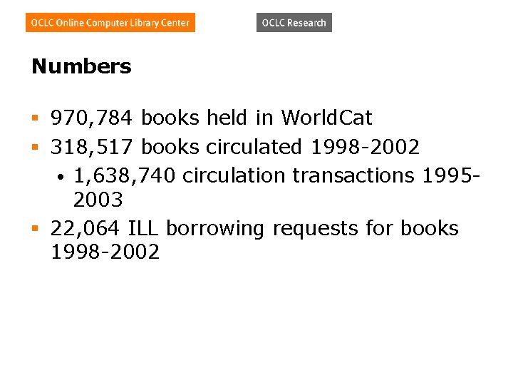 Numbers § 970, 784 books held in World. Cat § 318, 517 books circulated