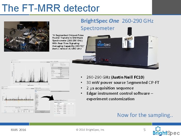 The FT-MRR detector Bright. Spec One 260 -290 GHz Spectrometer “A Segmented Chirped-Pulse Fourier