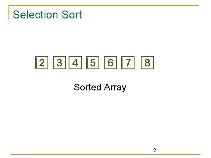 Selection Sorted Array 21 