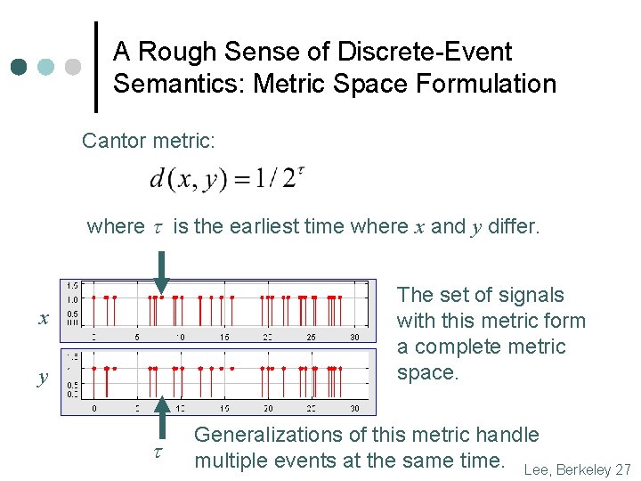 A Rough Sense of Discrete-Event Semantics: Metric Space Formulation Cantor metric: where t is A Rough Sense of Discrete-Event Semantics: Metric Space Formulation Cantor metric: where t is