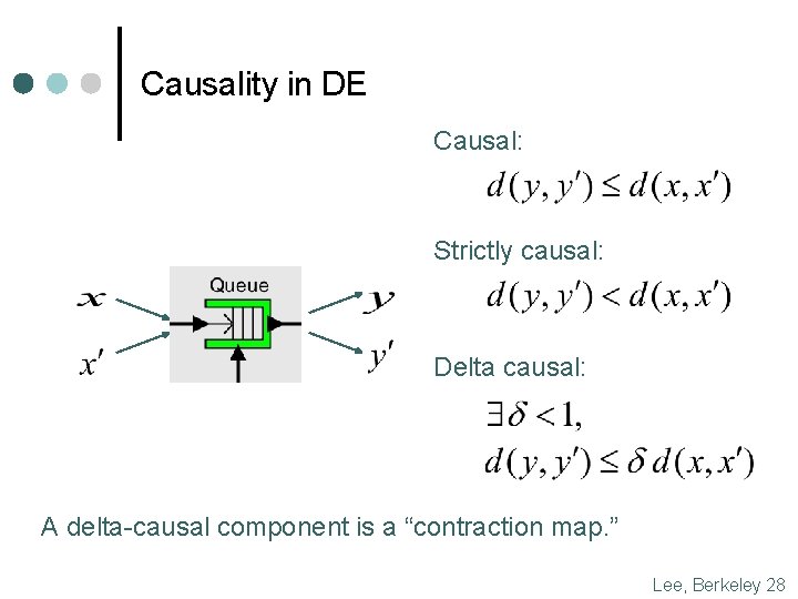 Causality in DE Causal: Strictly causal: Delta causal: A delta-causal component is a “contraction Causality in DE Causal: Strictly causal: Delta causal: A delta-causal component is a “contraction