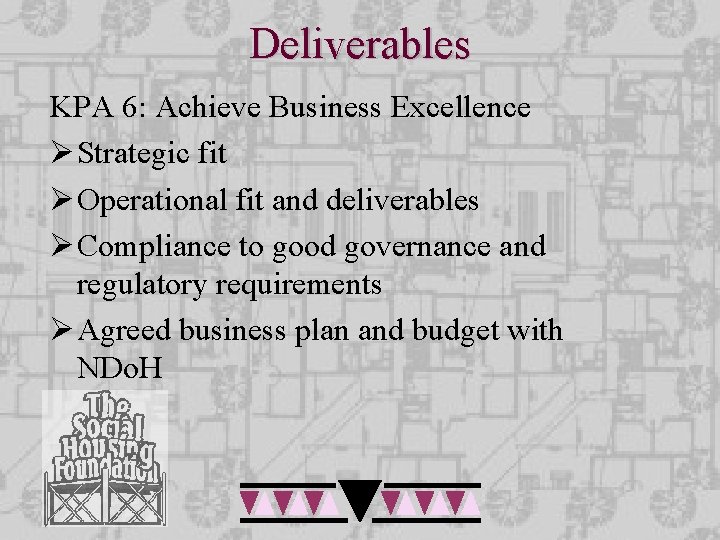 Deliverables KPA 6: Achieve Business Excellence Ø Strategic fit Ø Operational fit and deliverables Deliverables KPA 6: Achieve Business Excellence Ø Strategic fit Ø Operational fit and deliverables