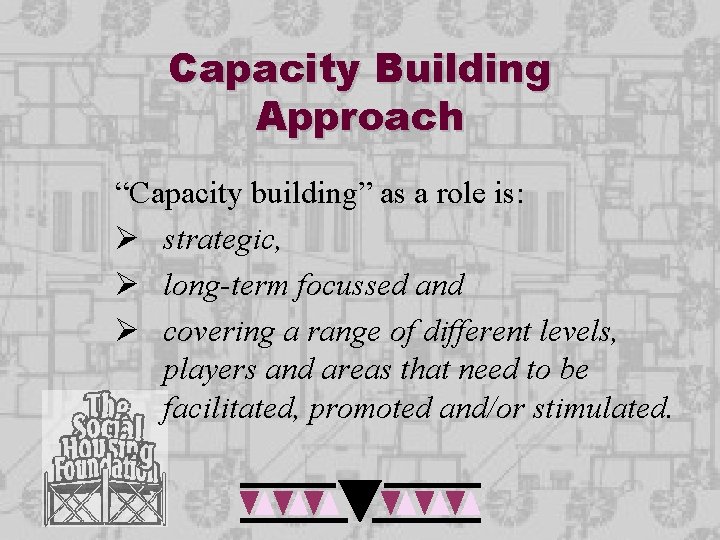 Capacity Building Approach “Capacity building” as a role is: Ø strategic, Ø long-term focussed Capacity Building Approach “Capacity building” as a role is: Ø strategic, Ø long-term focussed