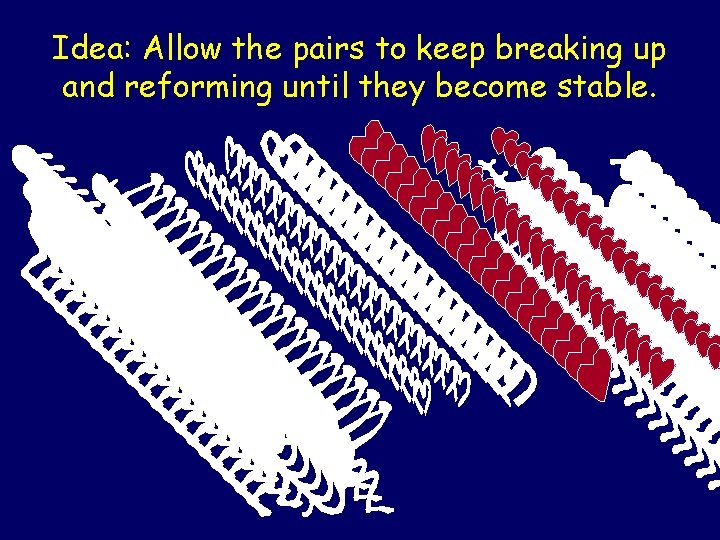 Idea: Allow the pairs to keep breaking up and reforming until they become stable.