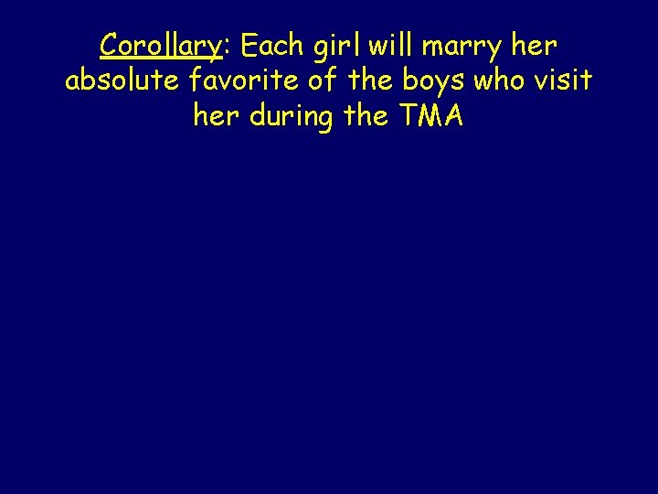 Corollary: Each girl will marry her absolute favorite of the boys who visit her