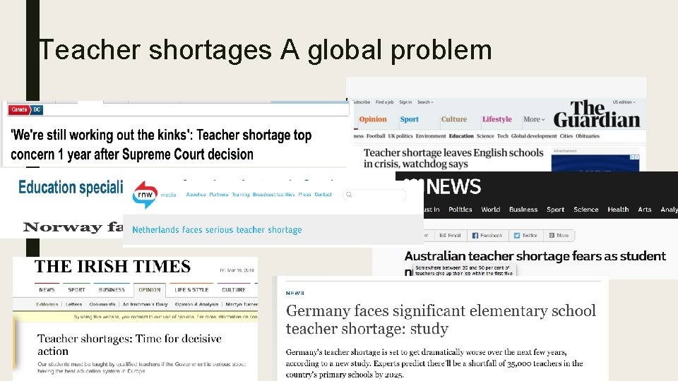 Teacher shortages A global problem 