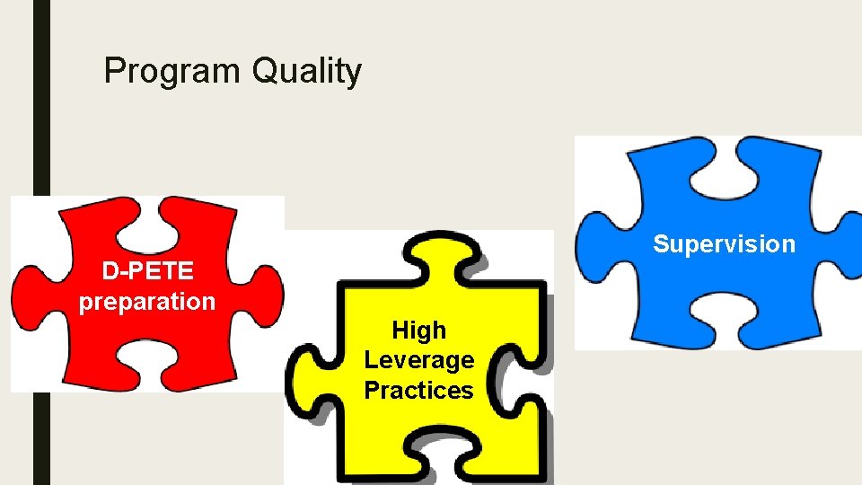 Program Quality Supervision D-PETE preparation High Leverage Practices 