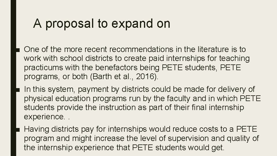 A proposal to expand on ■ One of the more recent recommendations in the