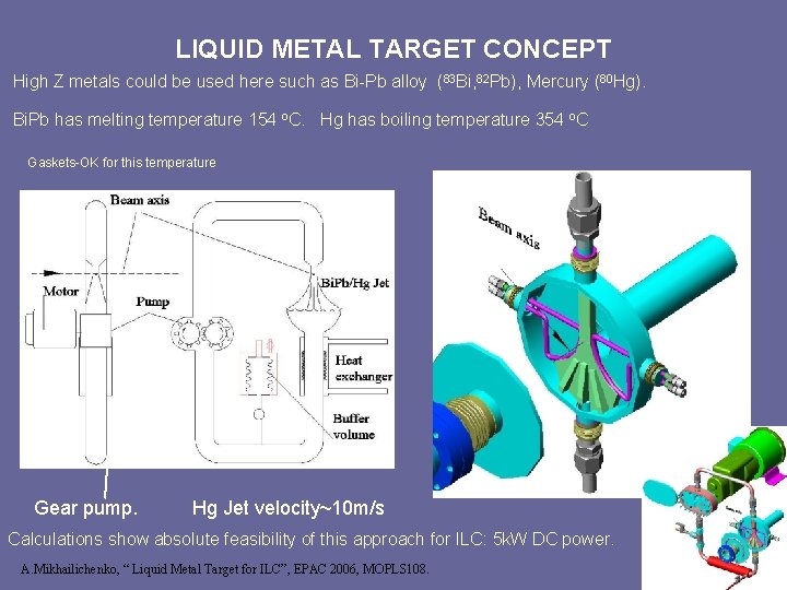 LIQUID METAL TARGET CONCEPT High Z metals could be used here such as Bi-Pb