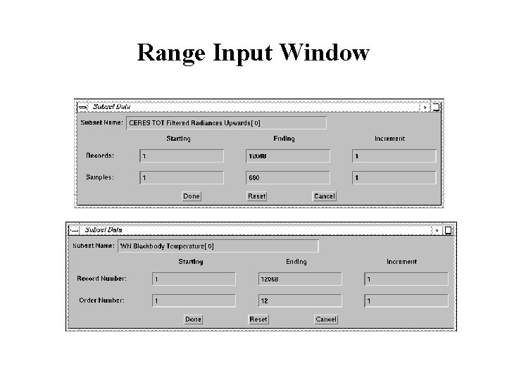 Range Input Window 