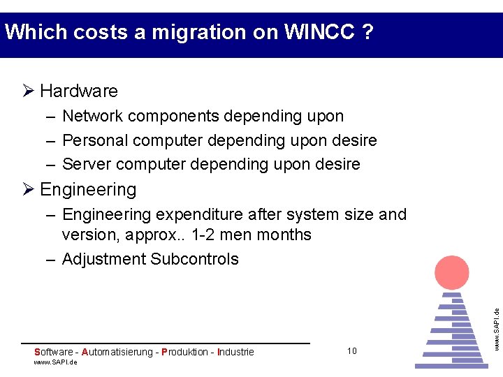 Which costs a migration on WINCC ? Ø Hardware – Network components depending upon