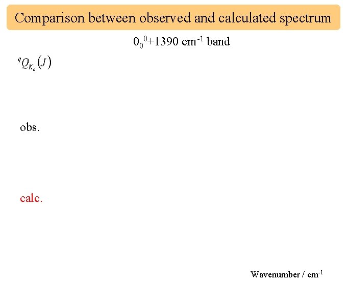 Comparison between observed and calculated spectrum 000+1390 cm-1 band obs. calc. Wavenumber / cm-1