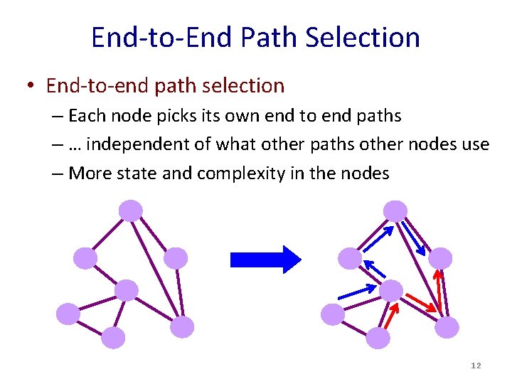 End-to-End Path Selection • End-to-end path selection – Each node picks its own end