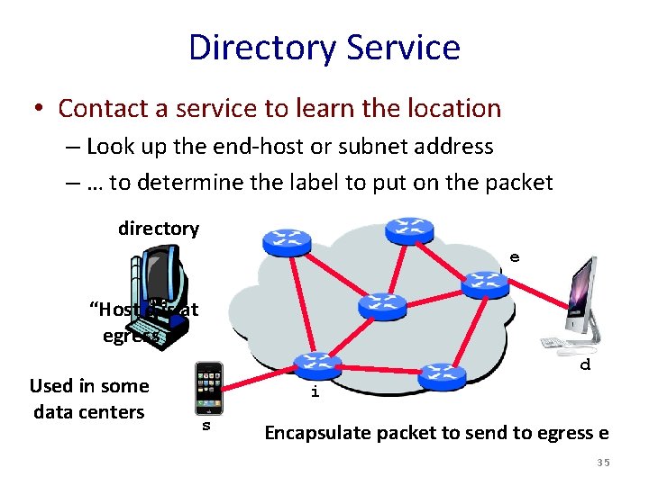 Directory Service • Contact a service to learn the location – Look up the