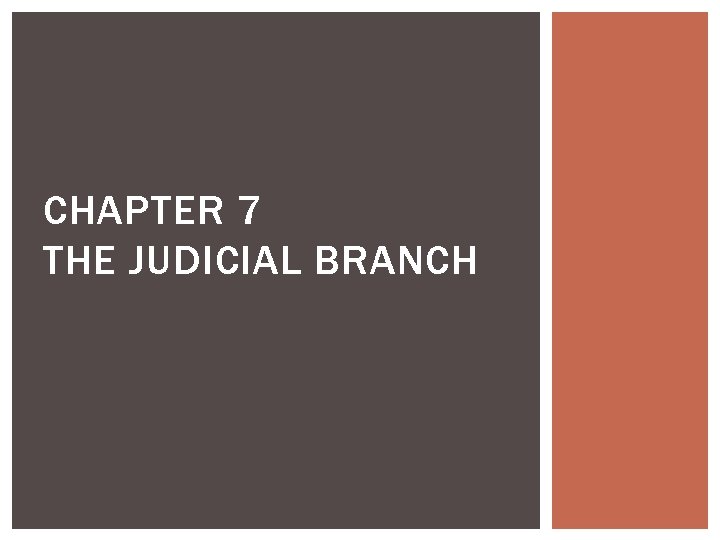 CHAPTER 7 THE JUDICIAL BRANCH 