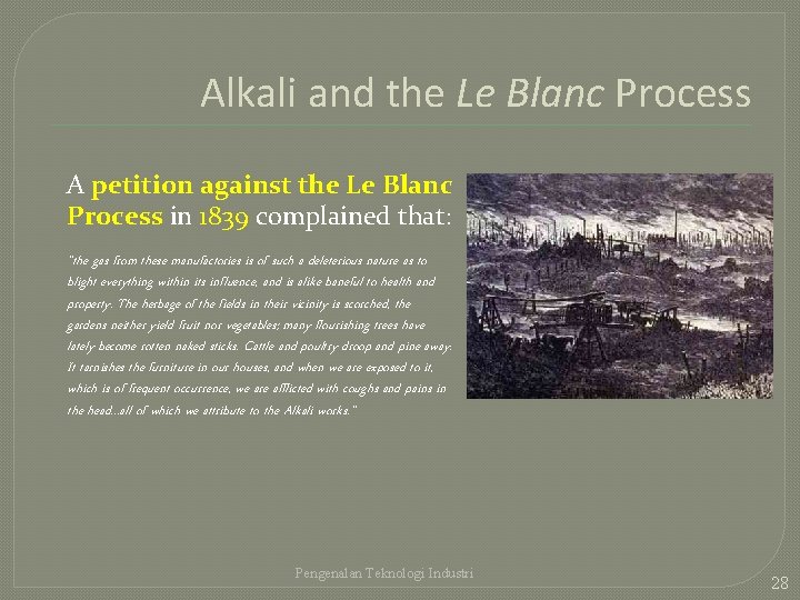 Alkali and the Le Blanc Process A petition against the Le Blanc Process in