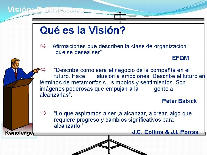 Visión: Definiciones Qué es la Visión? ó “Afirmaciones que describen la clase de organización