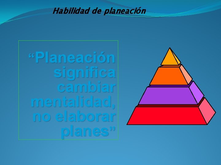 Habilidad de planeación “Planeación significa cambiar mentalidad, no elaborar planes” 