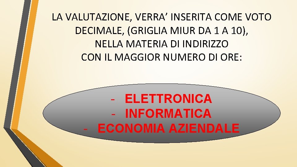LA VALUTAZIONE, VERRA’ INSERITA COME VOTO DECIMALE, (GRIGLIA MIUR DA 1 A 10), NELLA