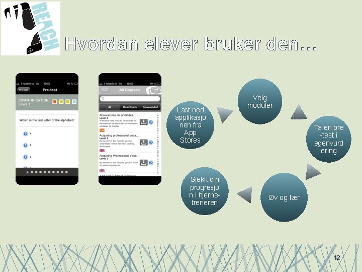 Hvordan elever bruker den… Last ned applikasjo nen fra App Stores Sjekk din progresjo