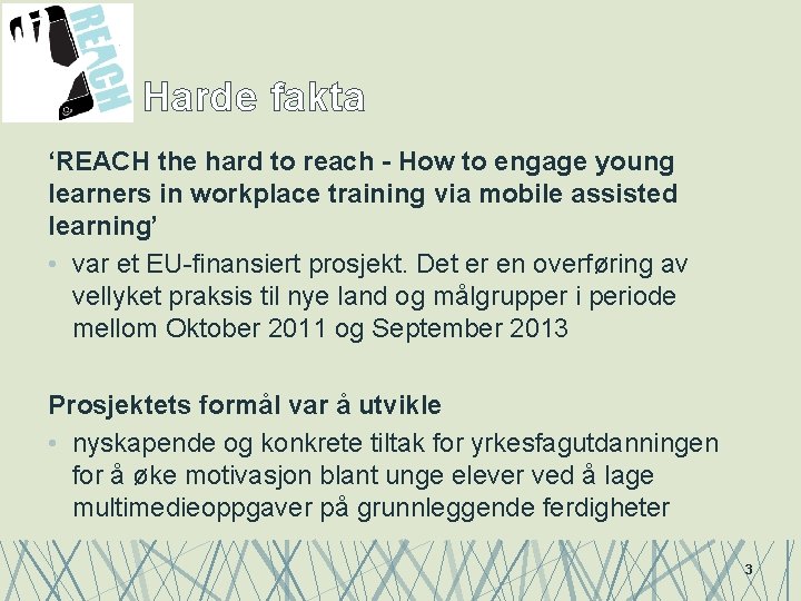 Harde fakta ‘REACH the hard to reach - How to engage young learners in