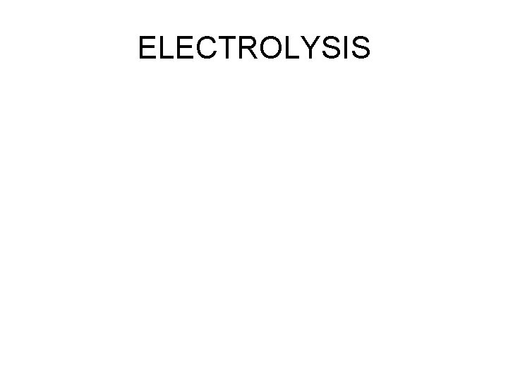 ELECTROLYSIS 