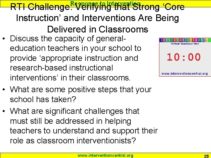 Response to Intervention RTI Challenge: Verifying that Strong ‘Core Instruction’ and Interventions Are Being Response to Intervention RTI Challenge: Verifying that Strong ‘Core Instruction’ and Interventions Are Being