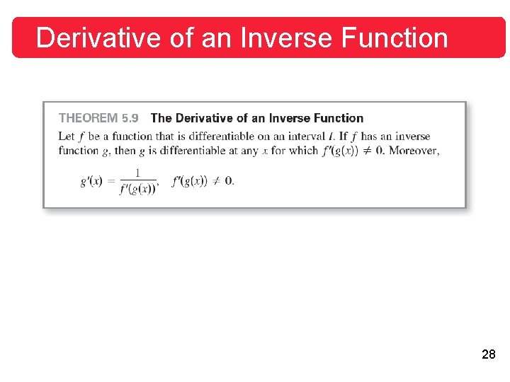 Derivative of an Inverse Function 28 