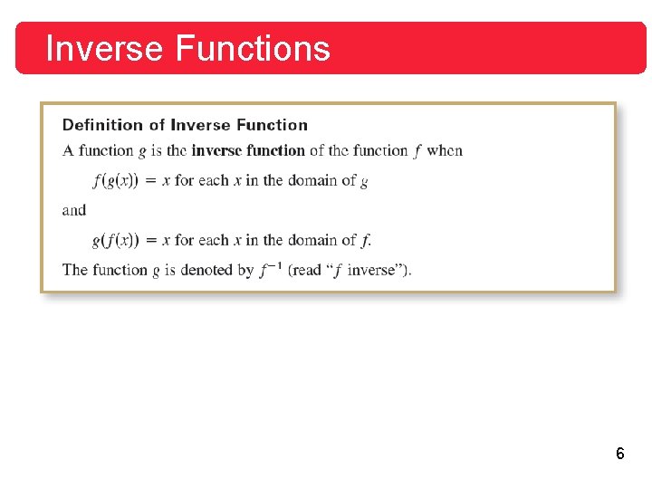 Inverse Functions 6 