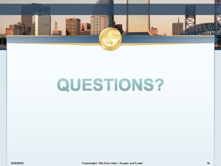 9/30/2020 Presentation Title from View > Header and Footer 16 