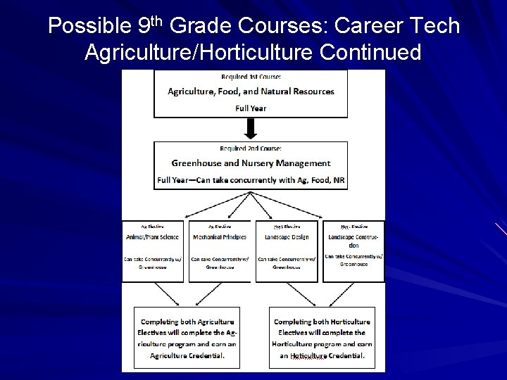 Possible 9 th Grade Courses: Career Tech Agriculture/Horticulture Continued 
