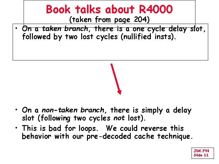 Book talks about R 4000 (taken from page 204) • On a taken branch,